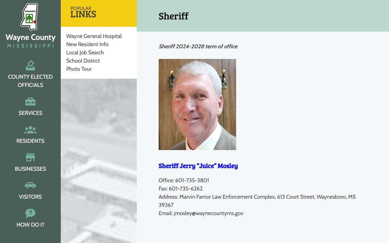 Wayne County sheriff page for inmate records and jail docket duties